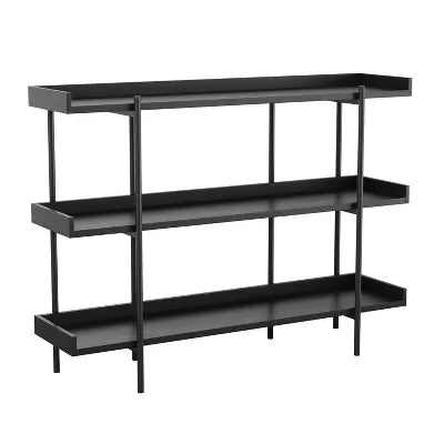 36.5" 3 Shelf Bronze Metal Frame Bookshelf with Wood Grain Finish - Martha Stewart