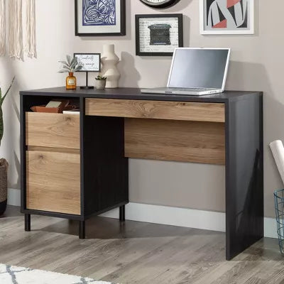 Acadia Way2 Drawer Computer Desk Raven Oak - Sauder: Home Office, Keyboard Shelf, Metal Feet, Laminated Surface