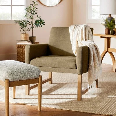 Canvas Upholstered Accent Arm Chair – Khaki – Hearth & Hand™ With Magnolia