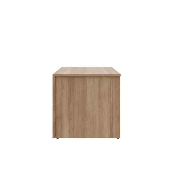 Nexera James 2 Drawers Nightstand Brown Oak: Scandinavian Vibe, Melamine Finish, Metal Slides