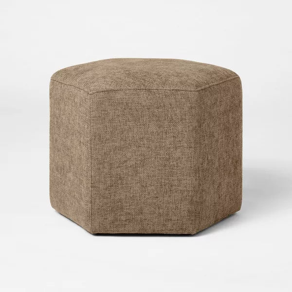 Hex Upholstered Ottoman Tan - Threshold™ designed with Studio McGee