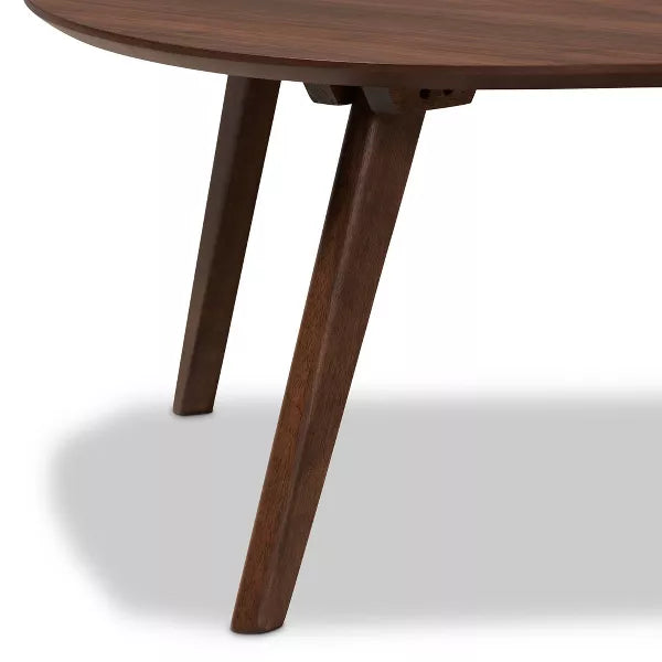 Scarlette Coffee Table Walnut - Baxton Studio: Mid-Century Modern, Rubberwood, Irregular Shape