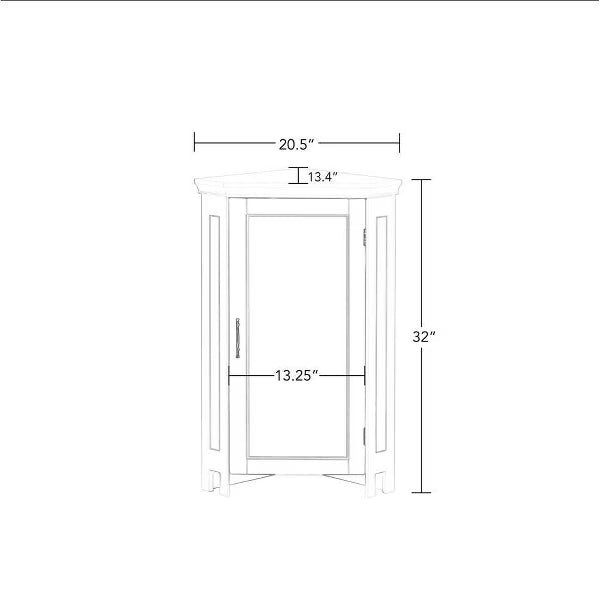 RiverRidge Somerset Corner Floor Bathroom Storage Cabinet Organizer with Doors and an Adjustable Shelf - White