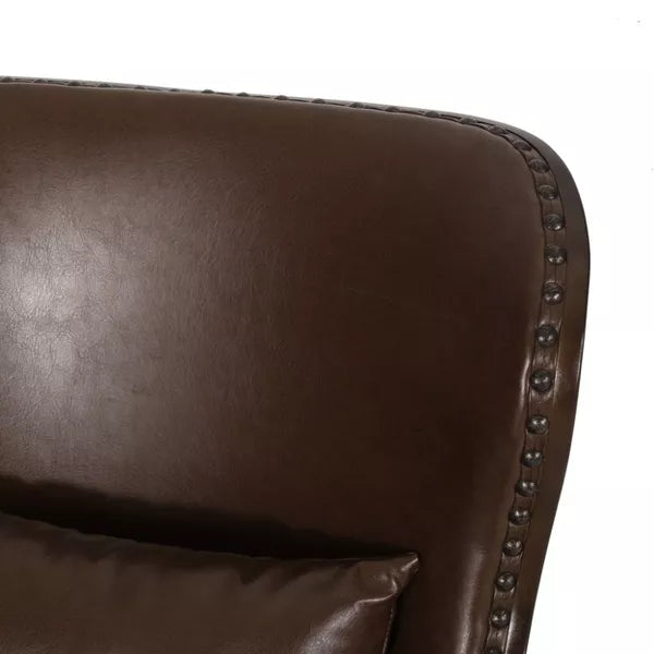 Mantua Contemporary Upholstered Accent Chair with Nailhead Trim Dark Brown - Christopher Knight Home: Faux Leather, Rubberwood Frame