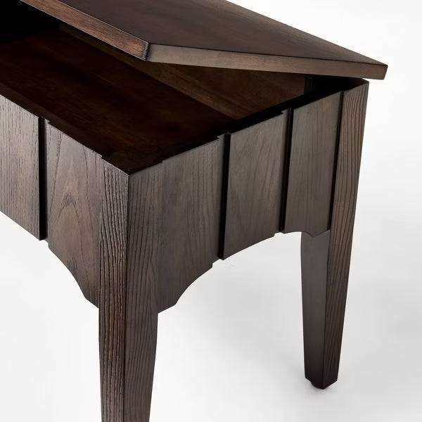 Palma Wood Base Storage Ottoman Dark Brown - Threshold™ designed with Studio McGee