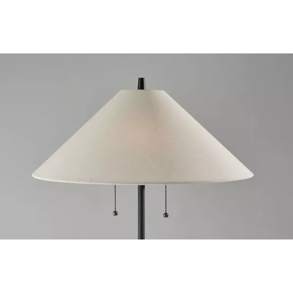 Palmer Floor Lamp Black/Natural - Adesso: Contemporary Standing Lamp with Pull Chain, ETL Listed