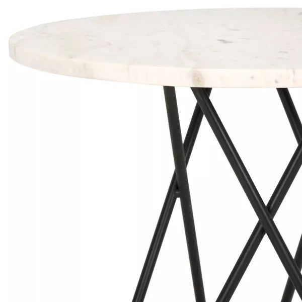 Cade Marble Side Table - White Marble/Black - Safavieh