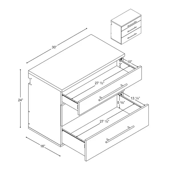 Hangups 3 Drawer Base Storage Cabinet - Prepac