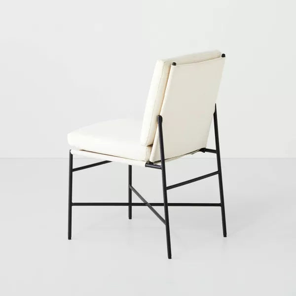 Fabric & Metal Armless Dining Chair - Cream/Black - Hearth & Hand™ with Magnolia