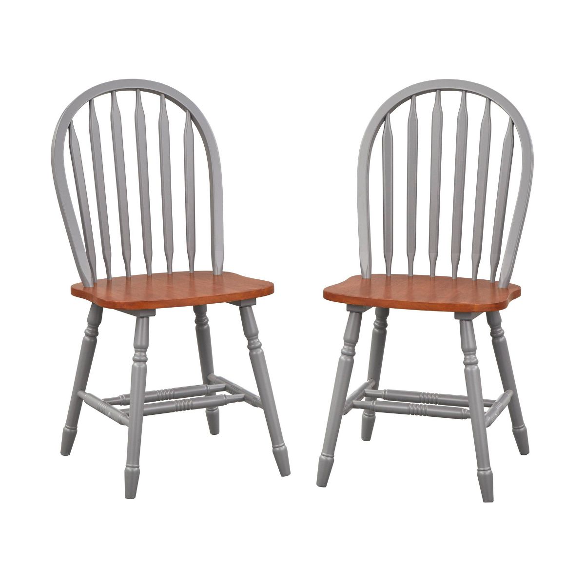 Set of 2 Carolina Windsor Dining Chair - Buylateral, Gray, Walnut