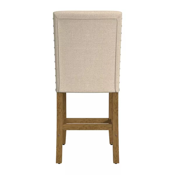 24" Upholstered Counter Height Barstool with Nailheads - HomePop