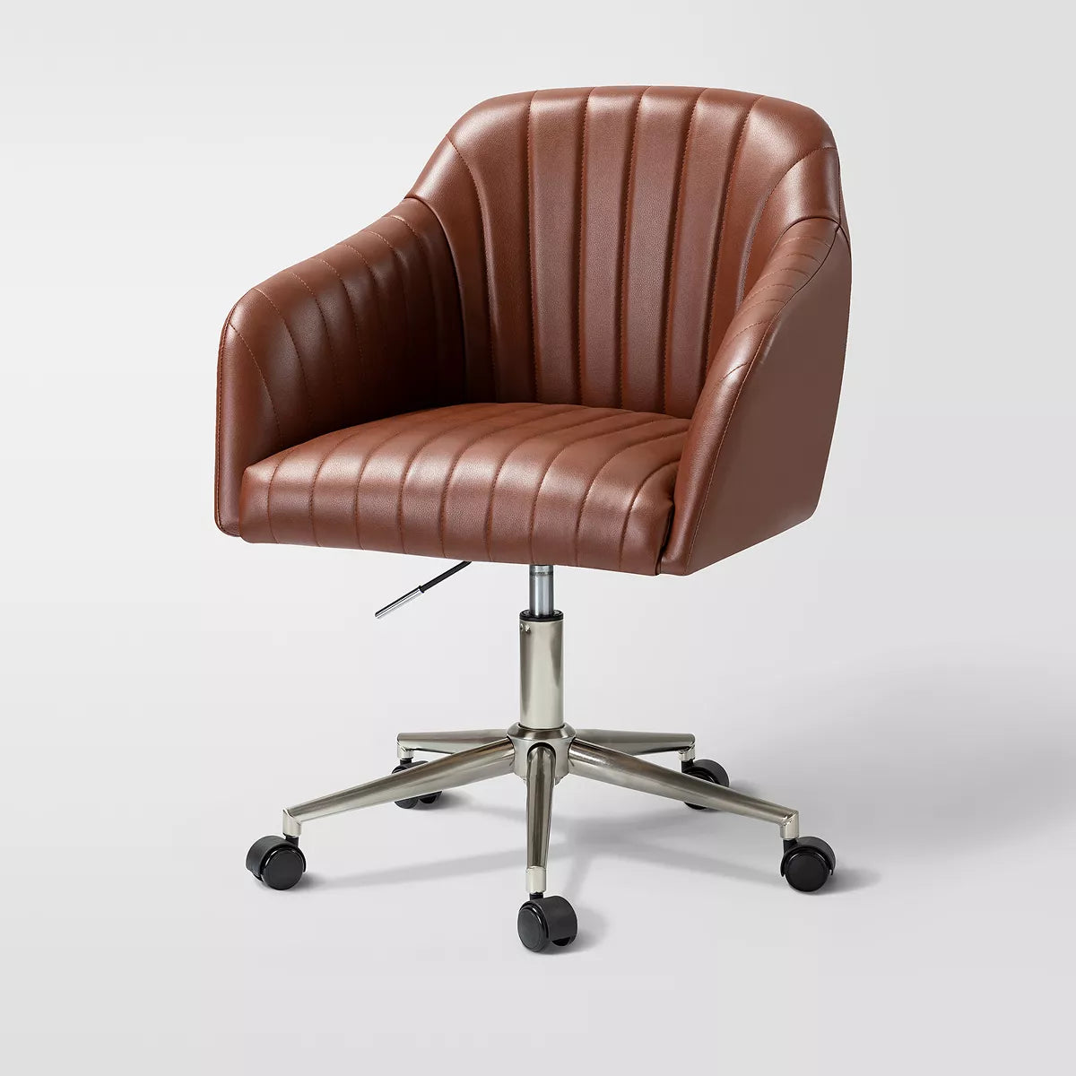 Luca Vegan Leather Height-adjustable Ergonomic Office Chair with Elegant Channel Design Task Chair| ARTFUL LIVING DESIGN