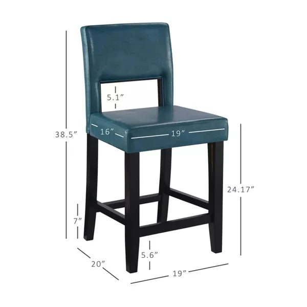 24" Vega Counter Height Barstool Hardwood - Linon (Color Blue)