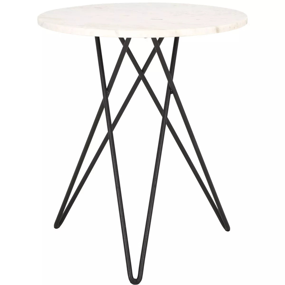 Cade Marble Side Table - White Marble/Black - Safavieh