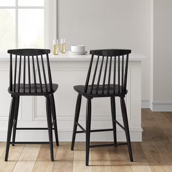 Harwich High Back Windsor Counter Height Barstool Black - Threshold™: Farmhouse Style, Wood Frame, Fixed 24" Seat Height