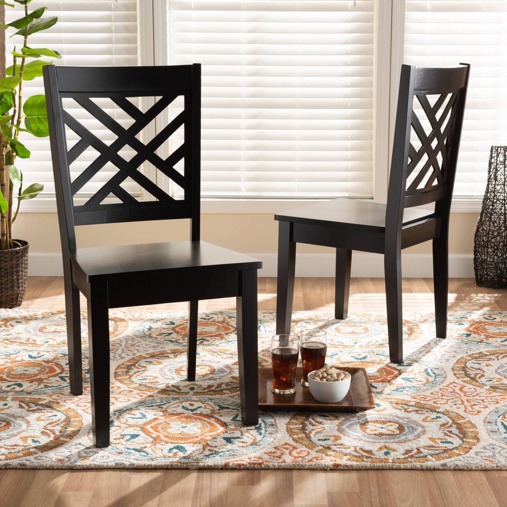 Caron Wood Dining Chair Set - Baxton Studio