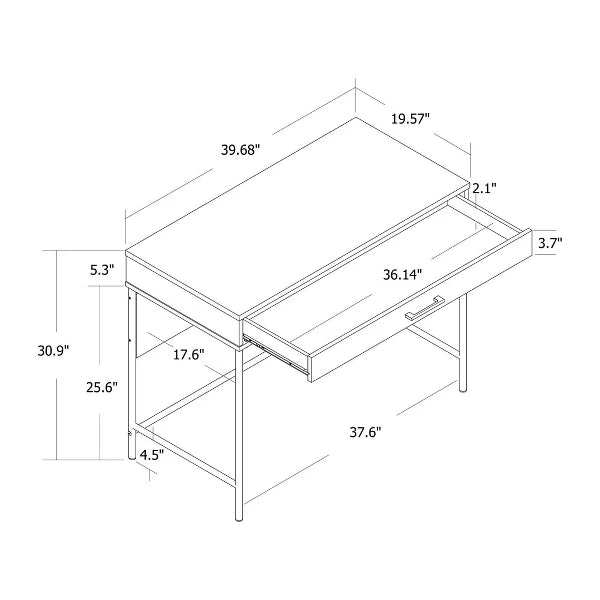 Mixed Material Wood and Metal Writing Desk Natural with Storage Drawer - Room Essentials™