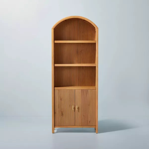 Grooved Wood Arch Bookcase Cabinet - Hearth & Hand™ with Magnolia