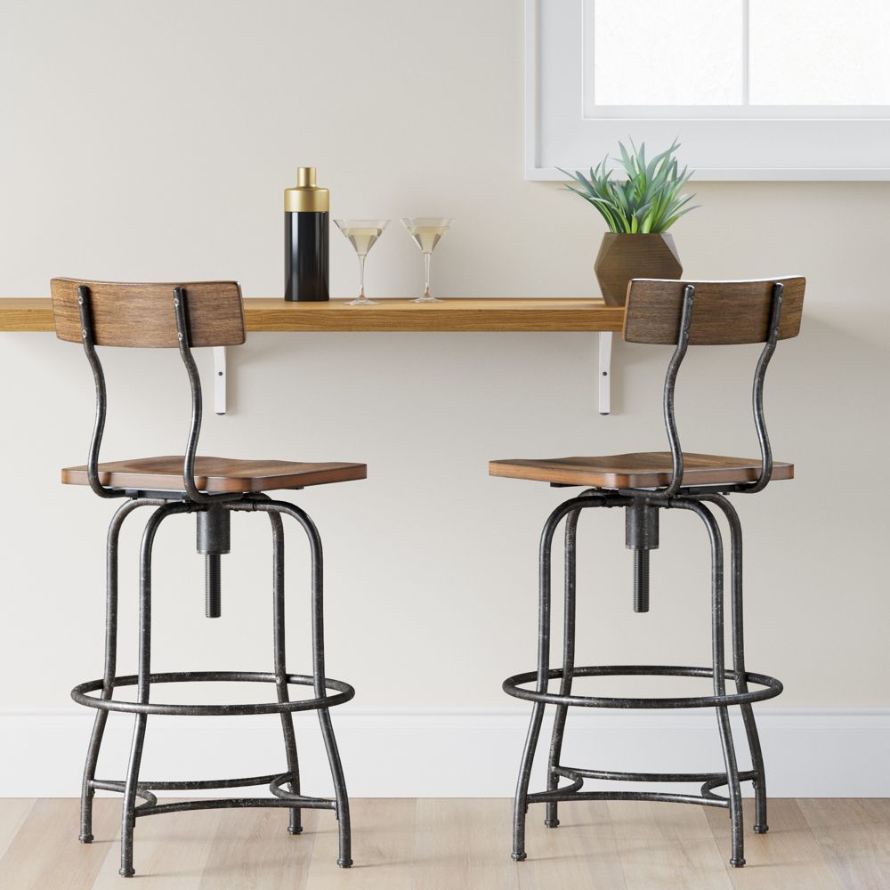 Woodsboro Adjustable Barstool Brown - Threshold™