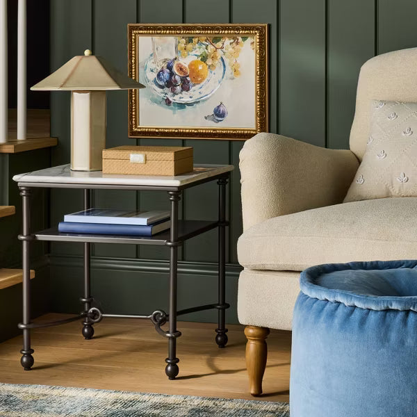Metal and Marble Side Table with Shelf White Carrara Marble/Dark Bronze - Threshold™ designed with Studio McGee; Assembly Required