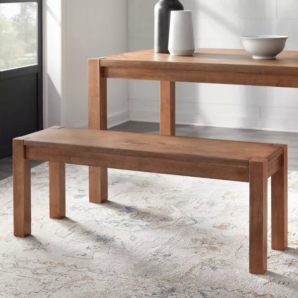 Verdon Dining Bench Driftwood - Buylateral: Solid Rubberwood, Unupholstered Seating for Entryway