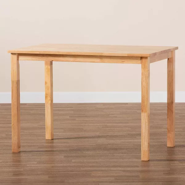 Baxton Studio Eveline Wood 43" Dining Table Natural Brown: Rubberwood, MDF, Seats 4, Non-Extension