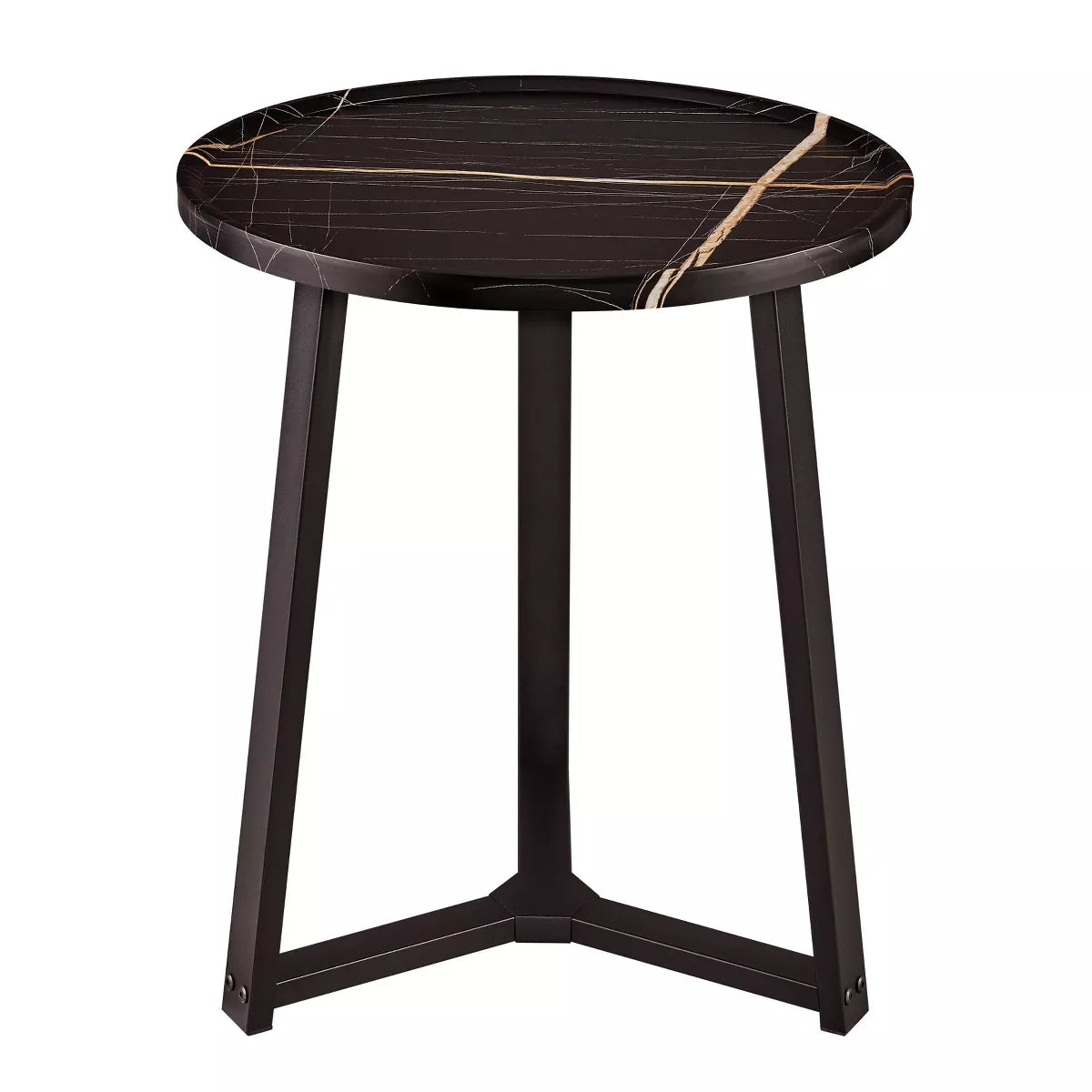 Danya B. 23.3"x19.7" Harper Round Mid-Century Side Accent Table with Modern Pedestal Legs