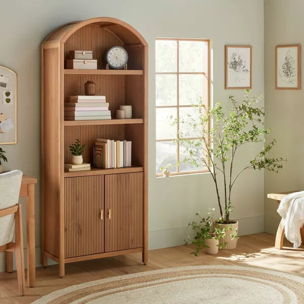 Grooved Wood Arch Bookcase Cabinet - Hearth & Hand™ with Magnolia