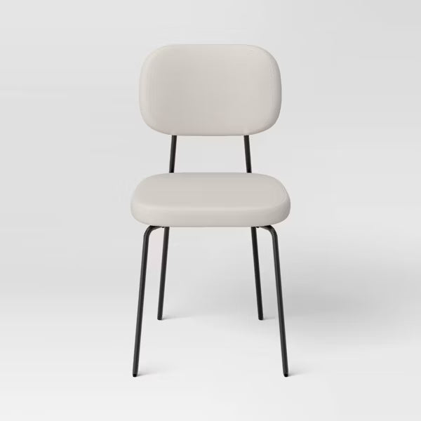 Set of 2 Upholstered with Metal Base Dining Chair Chairs Cream Boucle - Room Essentials™
