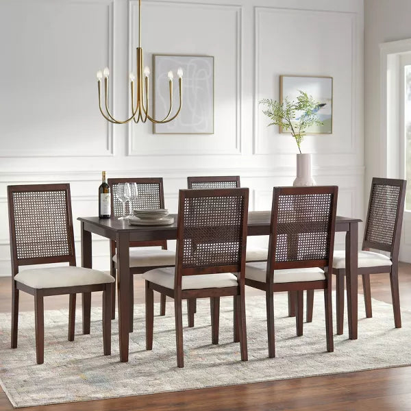 Westmont Rectangular Dining Table Rustic Brown - Lifestorey: 63" Length, Seats 6, Rubberwood Frame, Veneer Surface