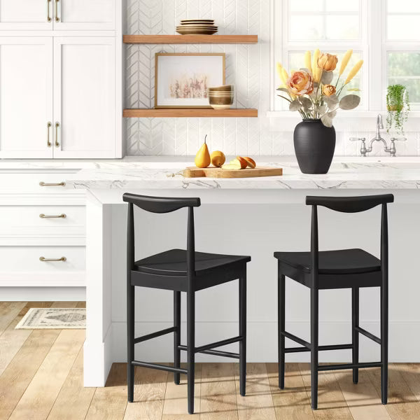 23.94" Biscoe Wood Counter Height Barstool with Footrest Black - Threshold™