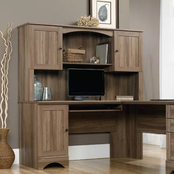 36" Harbor View Hutch Salt Oak - Sauder: Office Storage, Cubbyhole, 2 Door, Laminated MDF