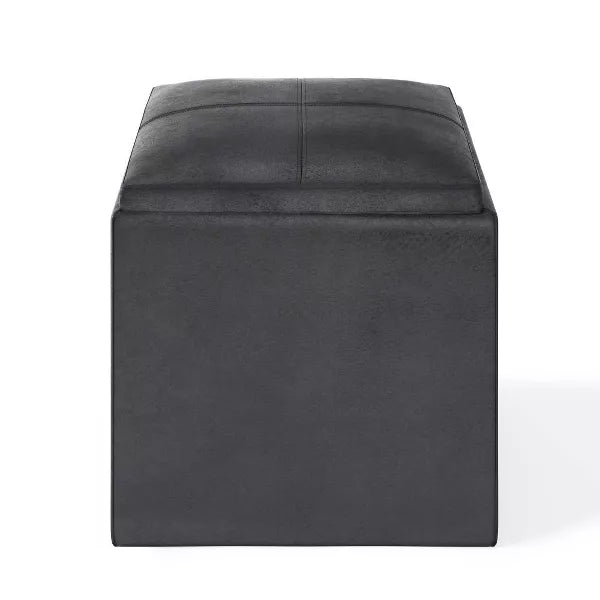 17" Townsend Cube Storage Ottoman with Tray - WyndenHall (Color Distressed Black)