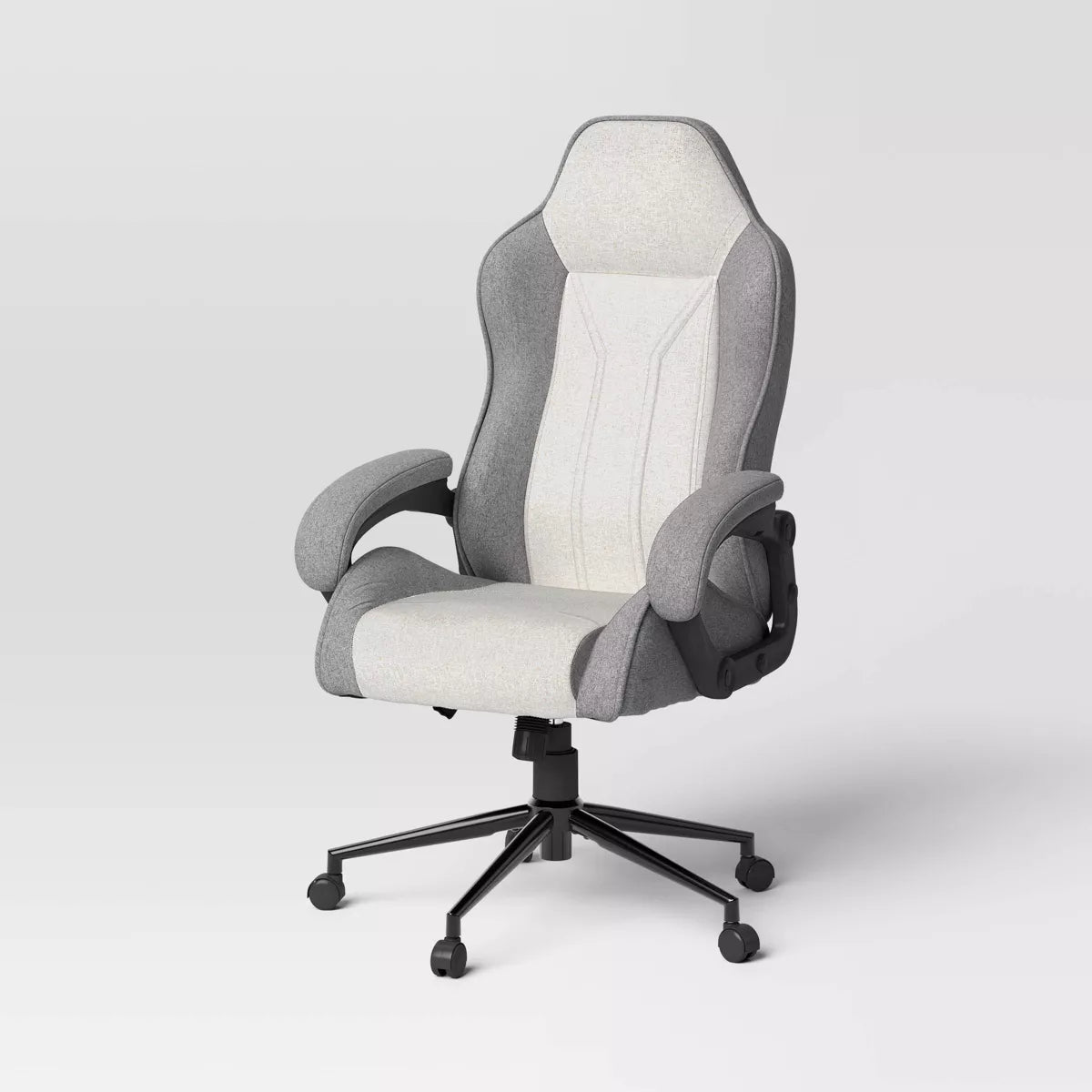 Swivel Gaming Chair Gray - Room Essentials™: Upholstered Computer Desk Chair, Adjustable, Fixed Arms