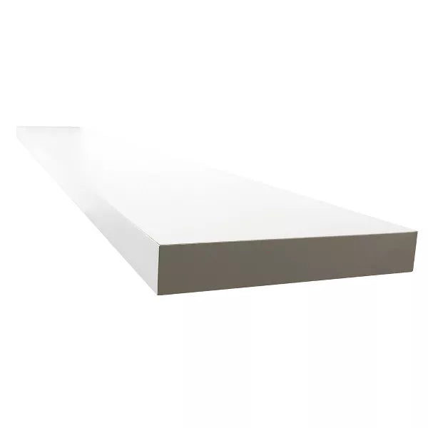 InPlace 60" Slim Low Profile Floating Wall Shelf White: Modern Decor, Wood Composite, Includes Mounting Hardware