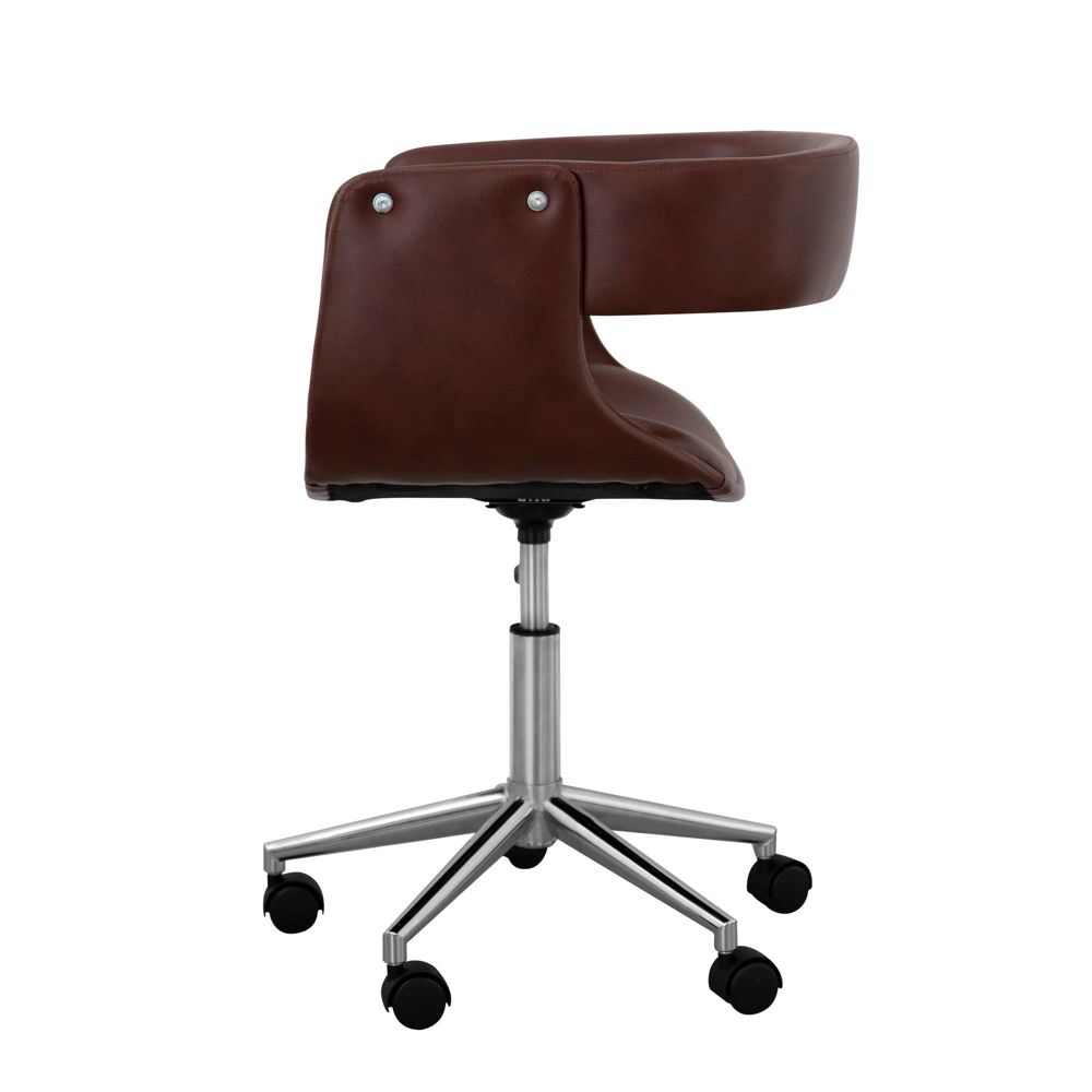 Faux Leather Swivel Home Office Chair with Adjustable Seat Height Brown - Teamson Home