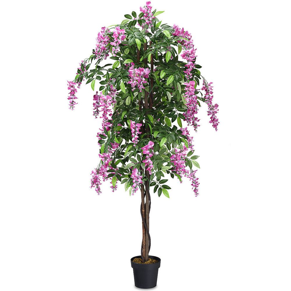 6-Feet Artificial Wistera Silk Tree Pink Flower Indoor Outdoor for Home Decor