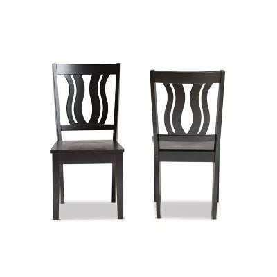 2pc Fenton Wood Dining Chair Set - Baxton Studio