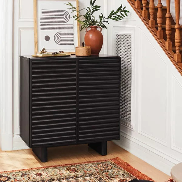 2 Door Fluted Accent Cabinet Black - Threshold™