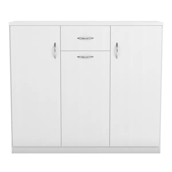 miBasics Beammoon Modern 1 Drawer Shoe Cabinet with 11 Shelves White: Holds up to 30 Pairs, MDF Wood Veneer, Adjustable Storage