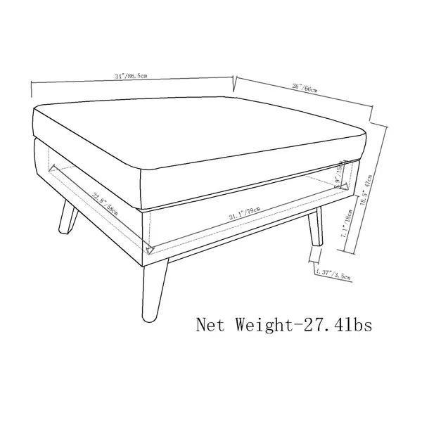 Ethan Coffee Table Storage Ottoman and benches WyndenHall