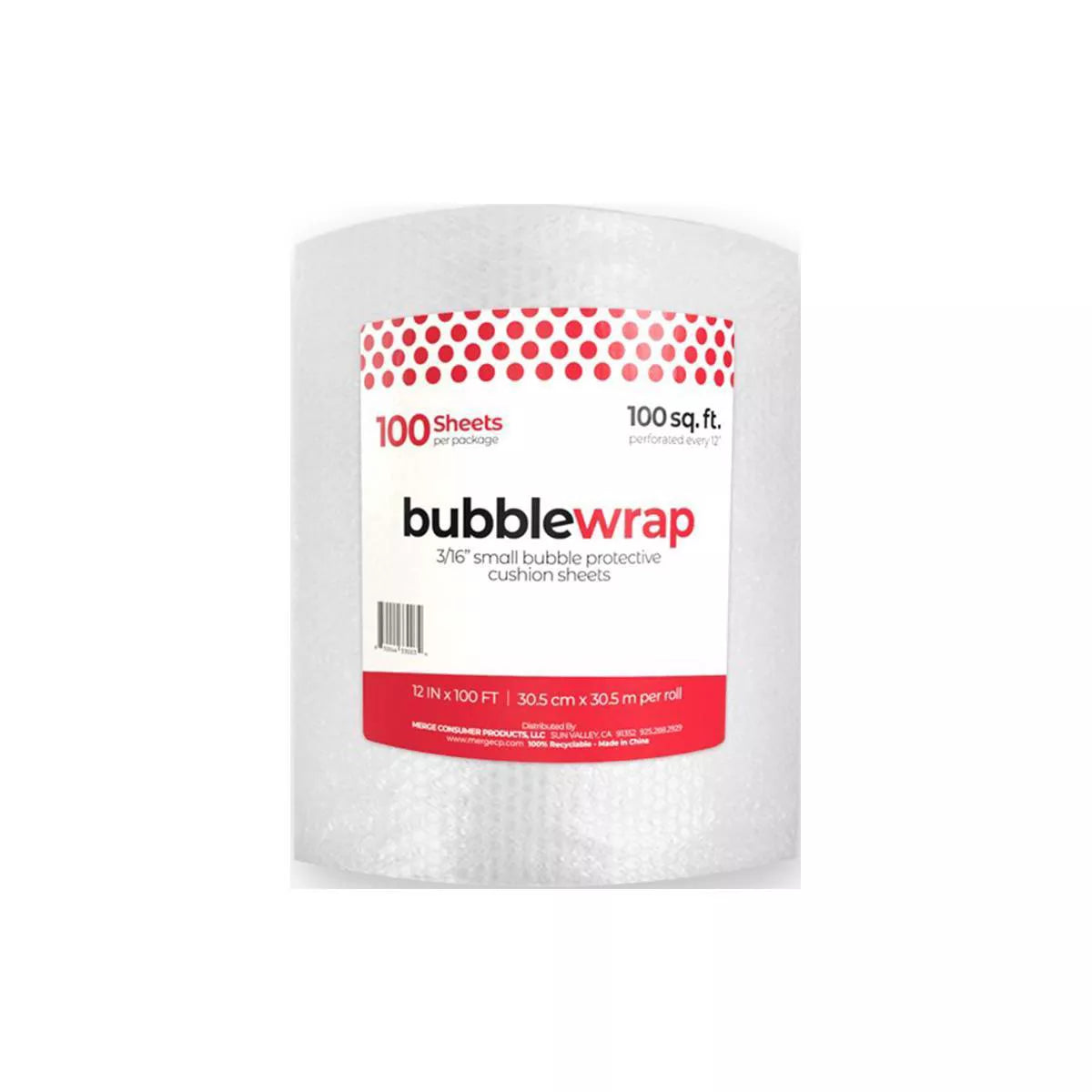 Natural Home Large Bubble Wrap: 100ft Packaging Wrap, 12" Wide, Plastic Packing Supplies