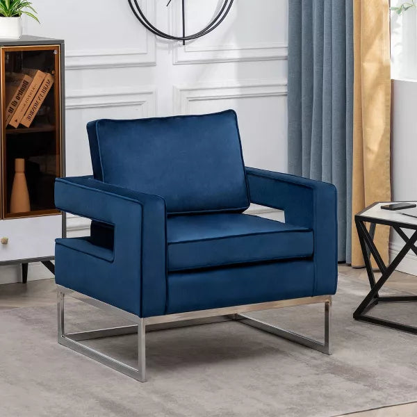 Breighton Home Take a Seat Carrie Velvet Accent Lounge Armchair with Base