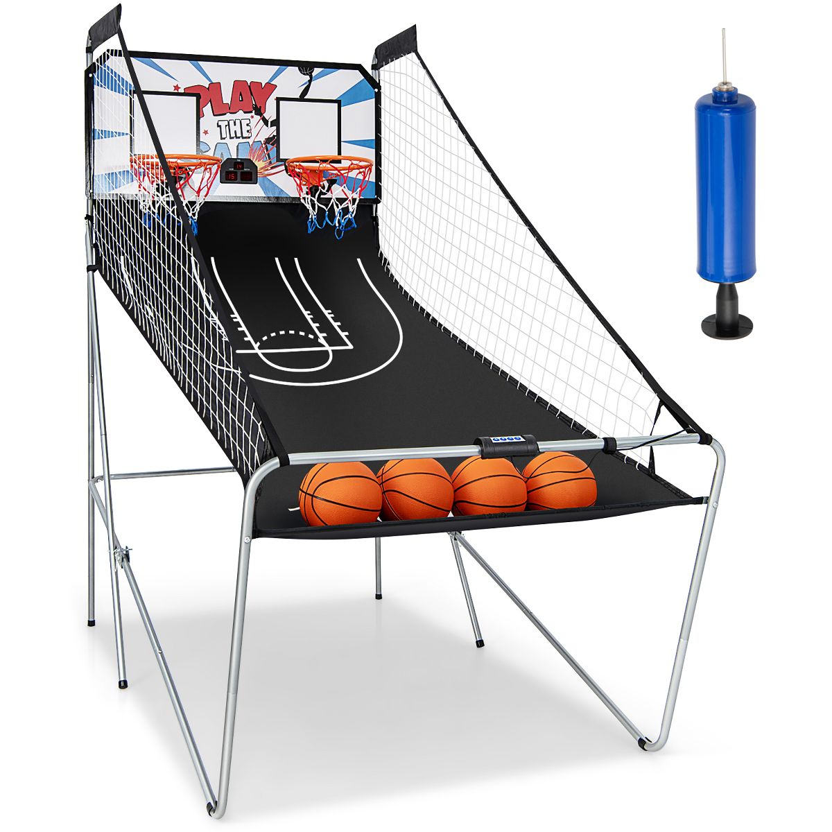 Costway Dual LED Electronic Shot Basketball Arcade Game with 8 Game Modes 4 Balls Foldable