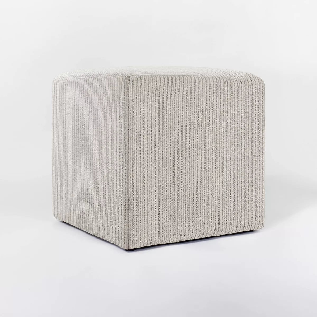 Lynwood Square Upholstered Cube Ottoman - Threshold™ designed with Studio McGee (Color Tan Stripe)