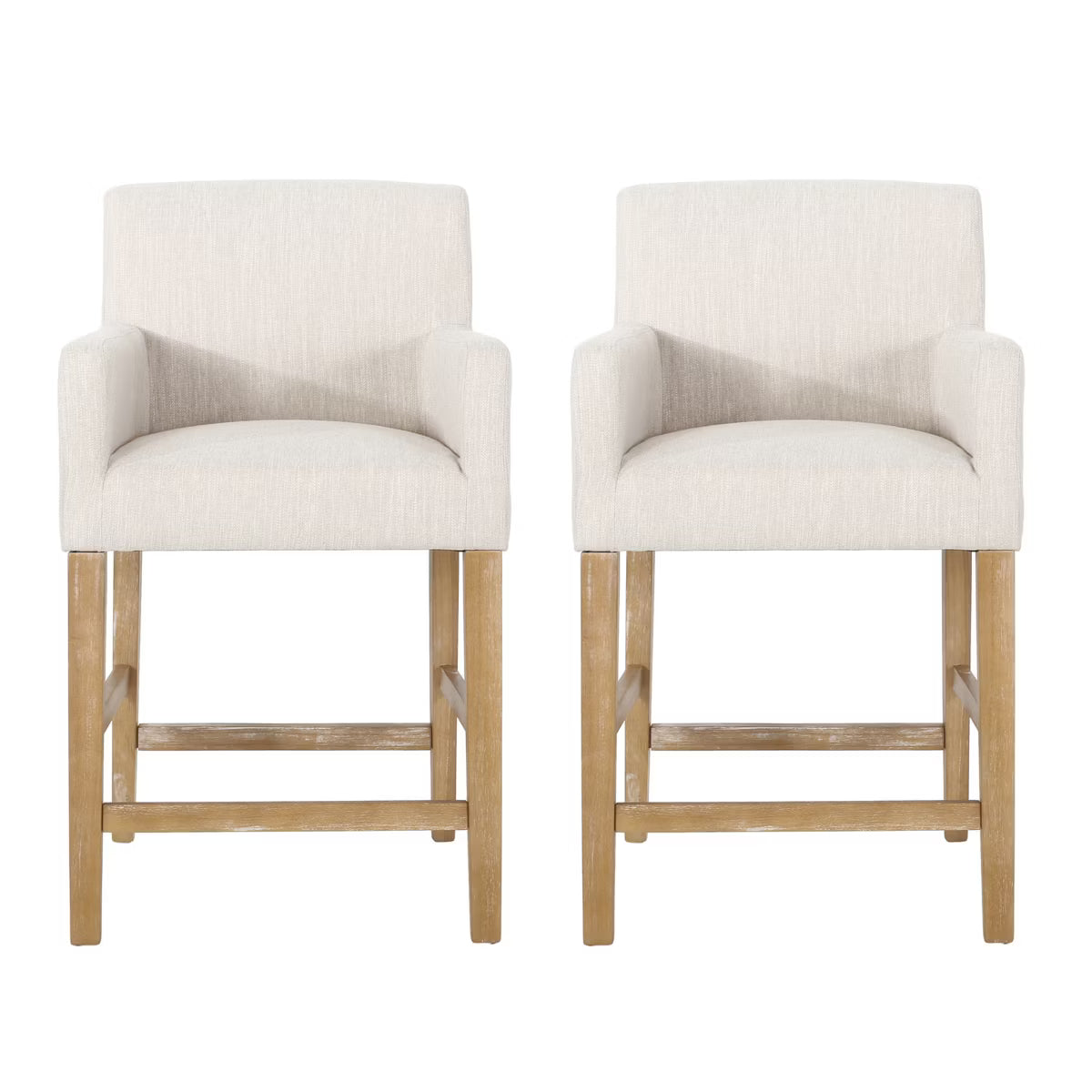 Christopher Knight Home Chaparral Contemporary Fabric Upholstered Wood 26 inch Counter Stools (Set of 2), Beige and Weathered Natural