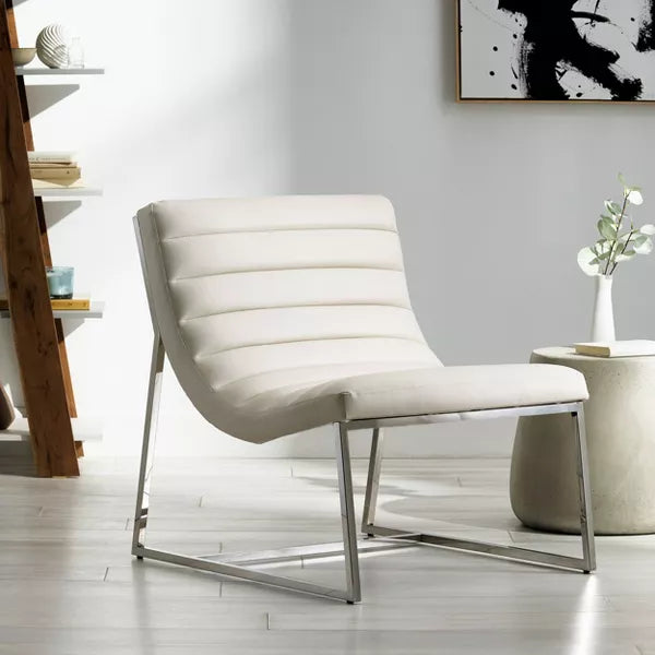 Parisian Sofa Chair White - Christopher Knight Home: Bonded Leather, No Assembly, Steel Legs