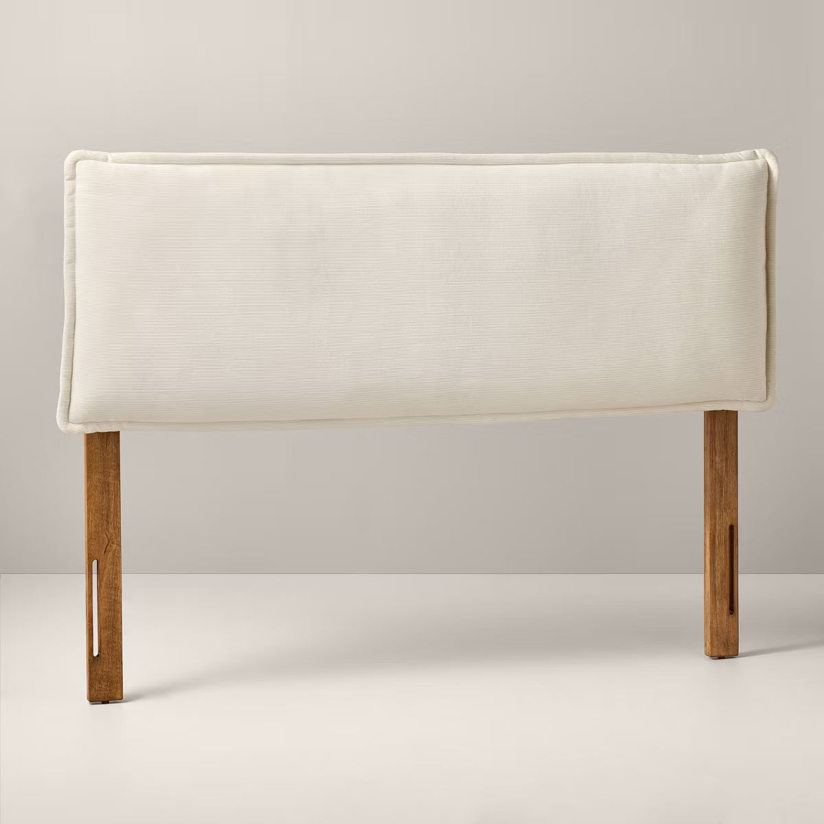 Queen Corduroy Upholstered Headboard Cream - Hearth & Hand™ with Magnolia: Farmhouse Style, Bed Frame Mounted