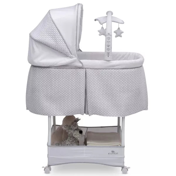 Delta Children Serta iComfort Hands-Free Auto-Glide Bedside Bassinet Portable Crib Features Silent Smooth Gliding Motion That Soothes Baby - Cameron