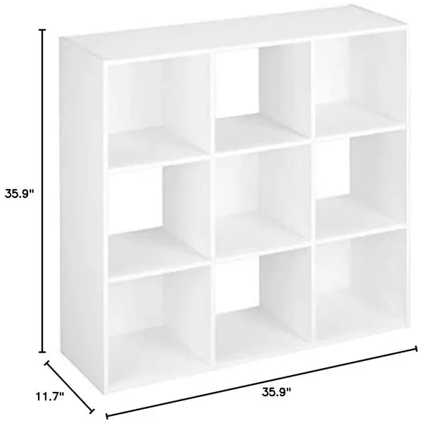 ClosetMaid 9 Cube Laminated Wood Stackable Open Bookcase Display Shelf